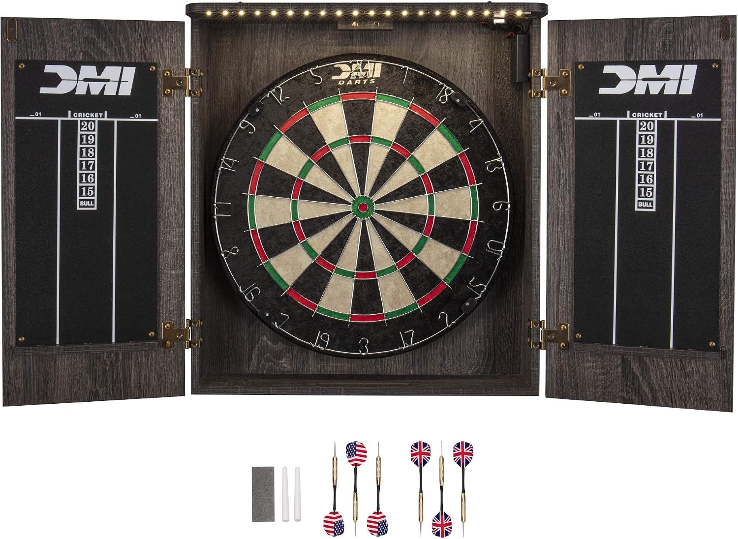 Electronic Dartboard Cabinet - ^Paris Bristle Dartboard-Schranksets - Inklusive LED-Beleuchtung