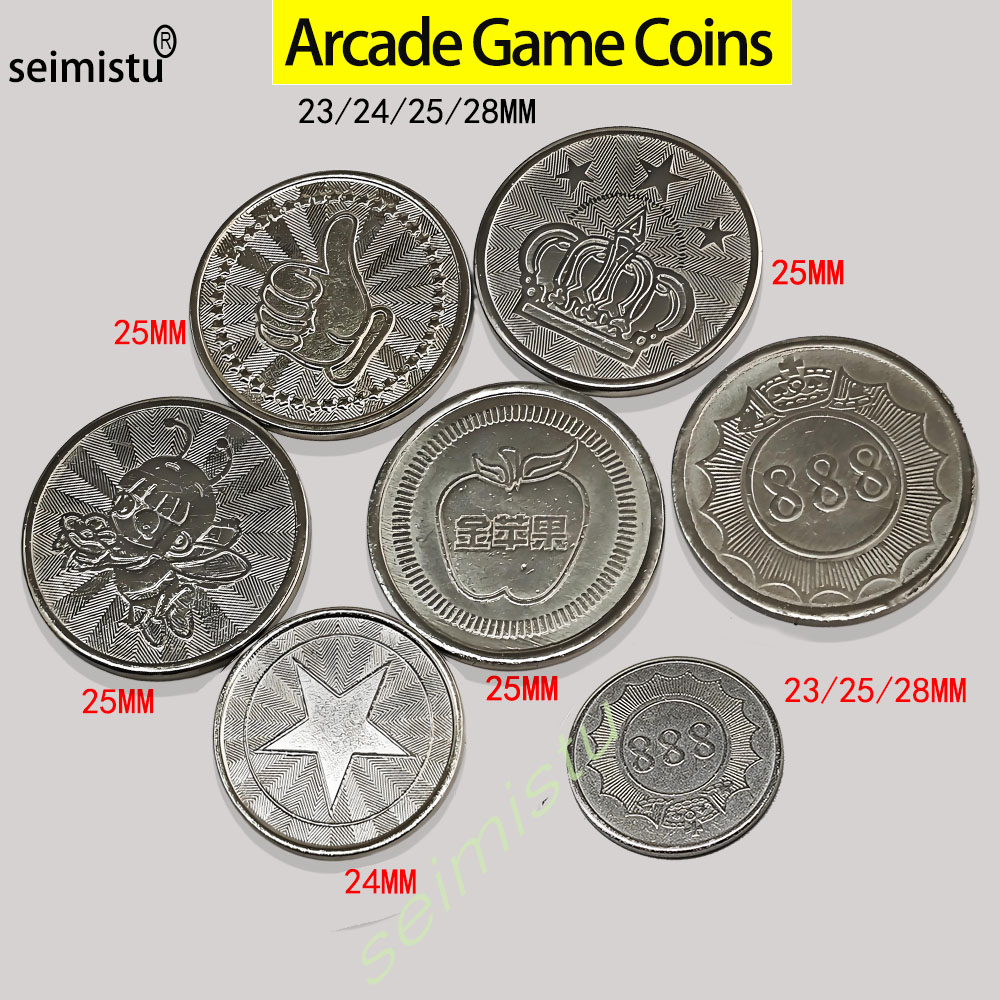 Arcade Toy Vending Machine - 100 stücke Edelstahl 23/24/25mm Tokens Crown